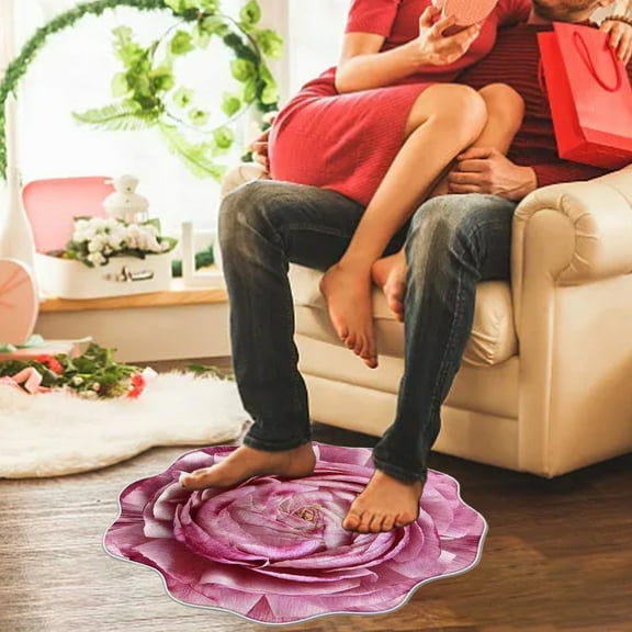 SNGMN Plain Flower Shape Easy Living Room Carpet, Washable Large Area Absorbent Rug for Home, Suitable for Bedroom and Bathroom