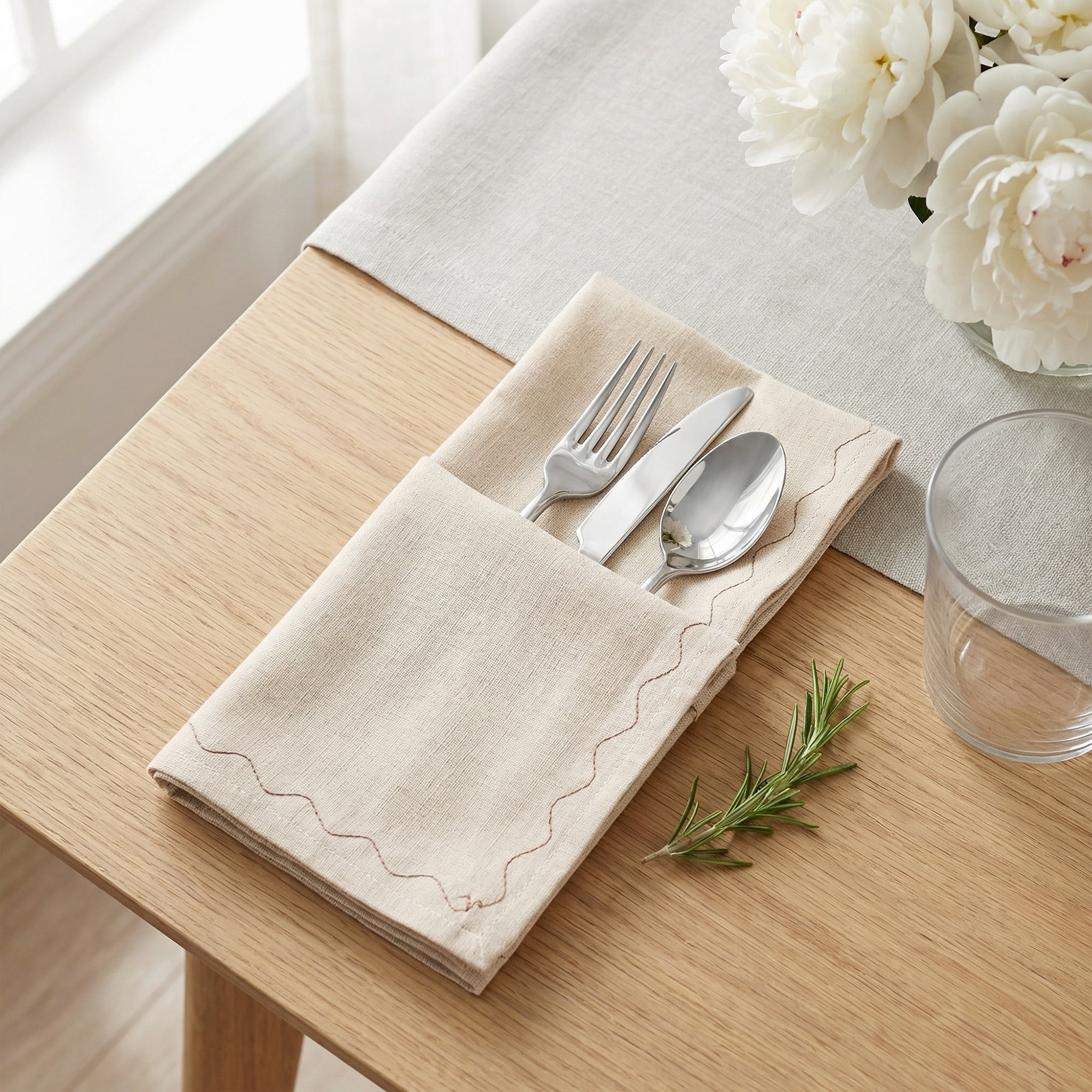 Unique Bargains 6Pcs Cotton Reusable Events Cloth Napkins Light Gray 17x17inch