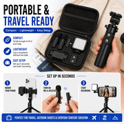 Acuvar Vlogging Kit For iPhone With Wireless Microphone, LED Light And Tripod, Phone Video Recording Kit With Remote And Case