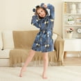 thumbnail image 3 of FORMRS Niños Bathrobe Unisex Hooded Robe Soft Plush Pajamas Sleepwear, Size 10-12T, Blue Geometric Pattern, 3 of 7