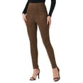 thumbnail image 4 of FAB CURVES Women's Faux Suede Leggings High Waisted Stretch Slim Pants XL Coffee, 4 of 6