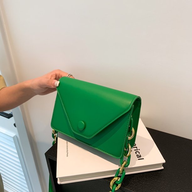 Bolsa De Hombro Bolso de cadena para mujer, sobre sólido, bolsos de moda para mujer, bolsos tipo satchel (verde) Likrtyny Para Estrenar