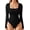 Black, variant on Women's Square Neck Long Sleeve Bodysuit Sexy Body Suit Tops Double Lined Curve Embracing Bodysuit Women