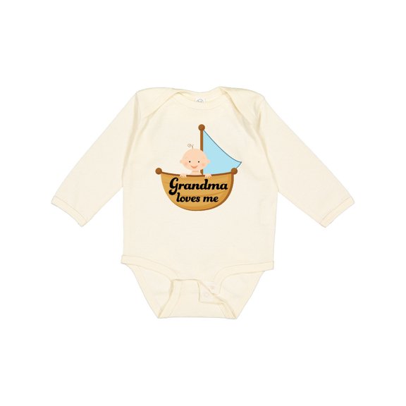 Inktastic Grandma Loves Me Grandchild Boys Long Sleeve Baby Bodysuit
