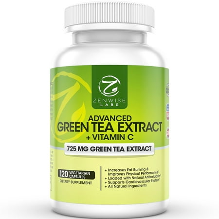 Thé vert Supplément extrait avec EGCG pour la perte de poids - décaféiné végétarien pilules pour stimuler le métabolisme et la santé cardiovasculaire avec de la vitamine C - Source naturelle de 120 Vcaps Energie-