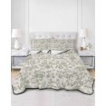 thumbnail image 3 of Farmhouse Sage Green Summer Quilt Set Queen Size, Soft Microfiber Quilted Bedding Set with 2 Pillow Shams, Vintage Flower Leaf Botanical Lightweight All Season Bedspread Coverlet for Bedroom 90"x96", 3 of 6