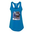 thumbnail image 2 of Wolves and the Moon in the Winter Night | Womens Animal Lover Jersey Racerback Tank Top, Turquoise, X-Large, 2 of 3