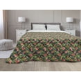 thumbnail image 1 of Hibiscus Down Alternative Comforter, Endemic Tropic Hummingbirds and Palm Leaves Nature Pattern, Microfiber Quilt for All Season, 5 Sizes, Pale Tan Coral, by Ambesonne, 1 of 3