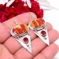 thumbnail image 3 of Mookaite - Australia & Red Garnet Designer Handmade 925 Sterling Silver Earring 2.15" E83829, Christmas Gift, 3 of 4