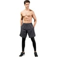 thumbnail image 2 of Active Men's 2-in-1 Athletic Training Shorts with Built-In Compression Leggings and Elastic Waistband - X Large, Gray, 2 of 7