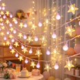 thumbnail image 3 of Christmas Crystal Ball String Lights 10FT 20 LED Battery Operated Pink Fairy Lights for Indoor Holiday Mantel Party Decor, 3 of 6