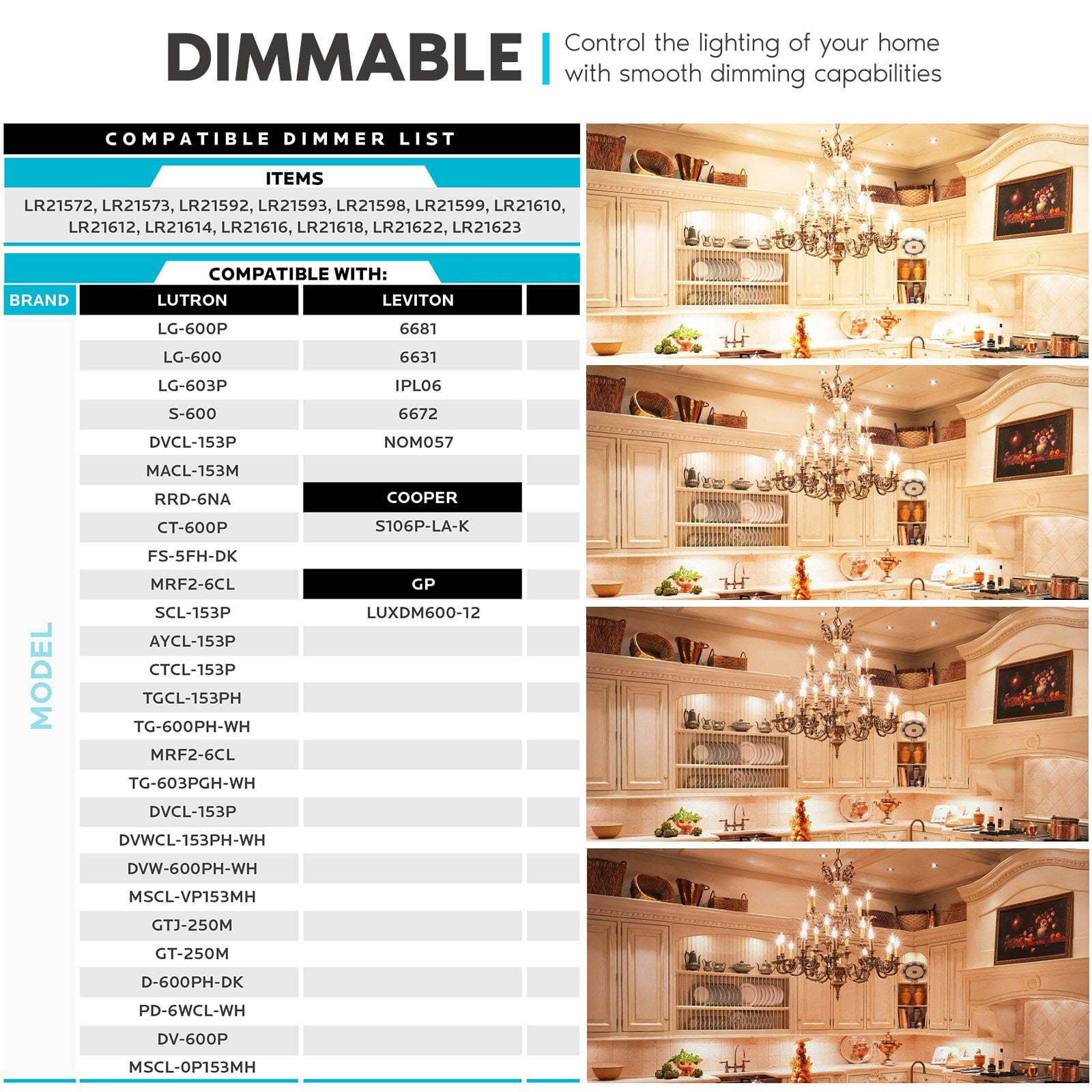 Luxrite 7W Candelabra LED Light Bulbs 100 Watt Equivalent 2700K Warm White 800 Lumens B11 Dimmable Damp Rated E12 6-Pack