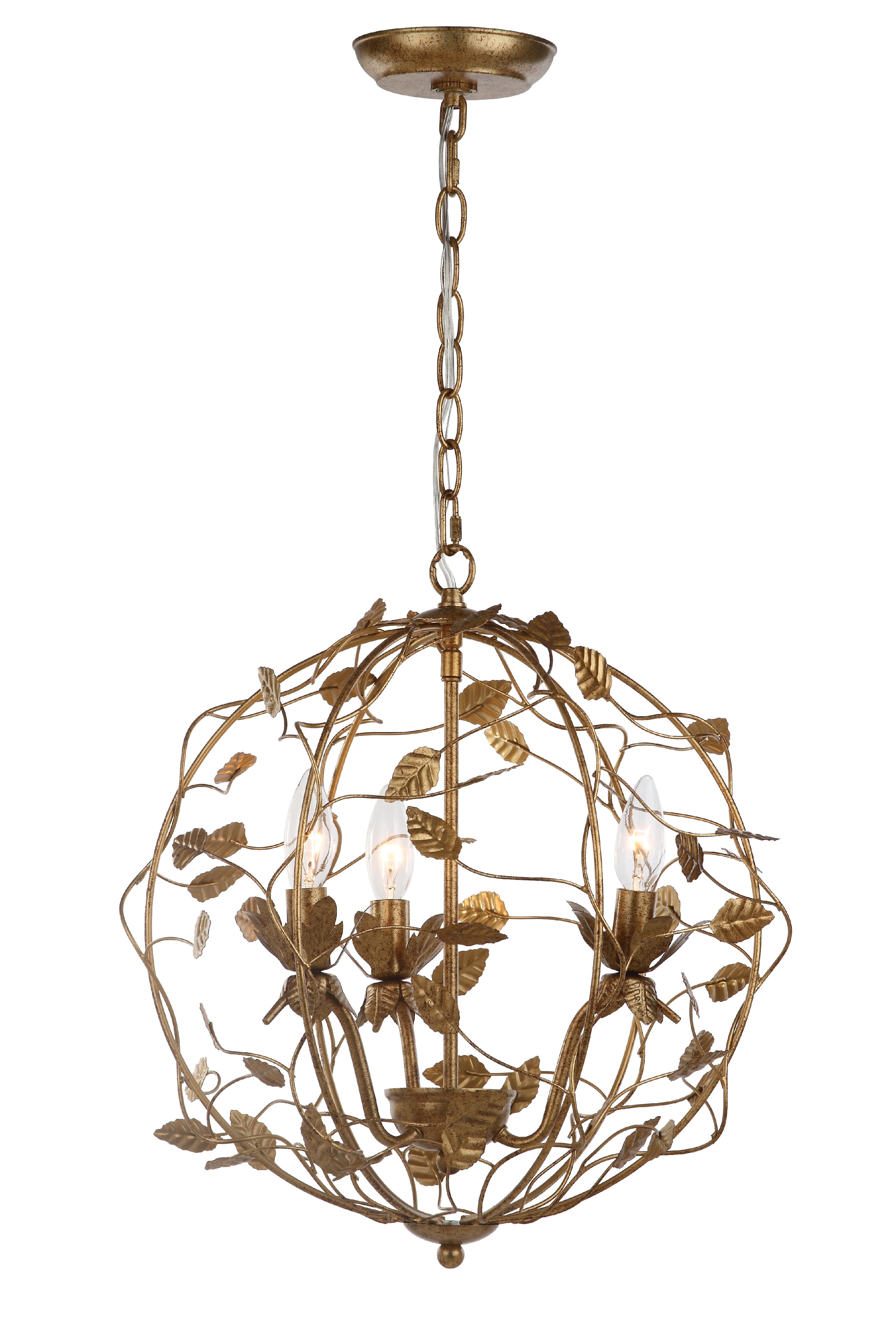 Safavieh Austen 17 in. Dia. Modern Round Cage Chandelier, Gold Leaf