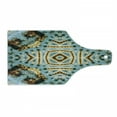 thumbnail image 1 of Hippie Cutting Board, Close up Effect Hippie Motif Maya Clan in Dirt Tones Counter Culture Print, Decorative Tempered Glass Cutting and Serving Board, Wine Bottle Shape, Yellow and Blue, by Ambesonne, 1 of 1