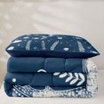 thumbnail image 5 of Manfei Sea Shark Twin Comforter Sets, Cute Seashell Plant Bedding Set, Dark Blue, Blue Reversible, 2 Pieces, 1 Comforter and 1 Pillowcase, 5 of 7