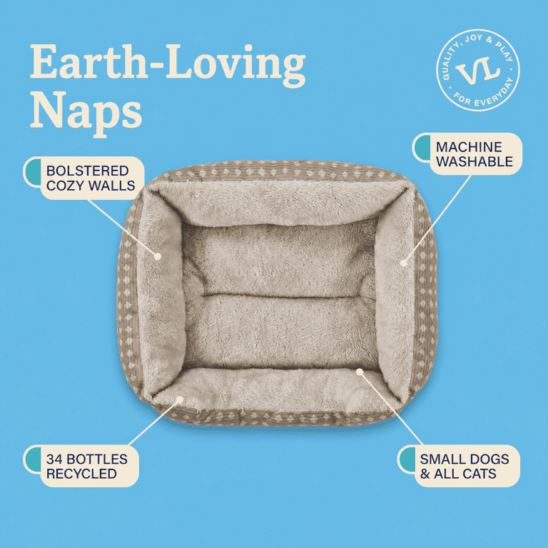 Vibrant Life Small Cuddler Pet Bed, Tan, 19" x 15" photo 5