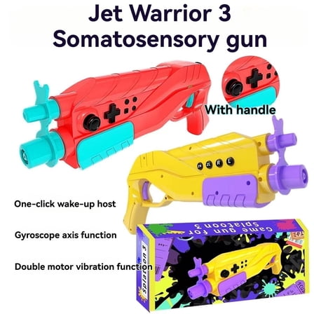 Wireless Bluetooth game controller with dual gyroscope and vibration function for Switch Splatoon 3, suitable for two players.