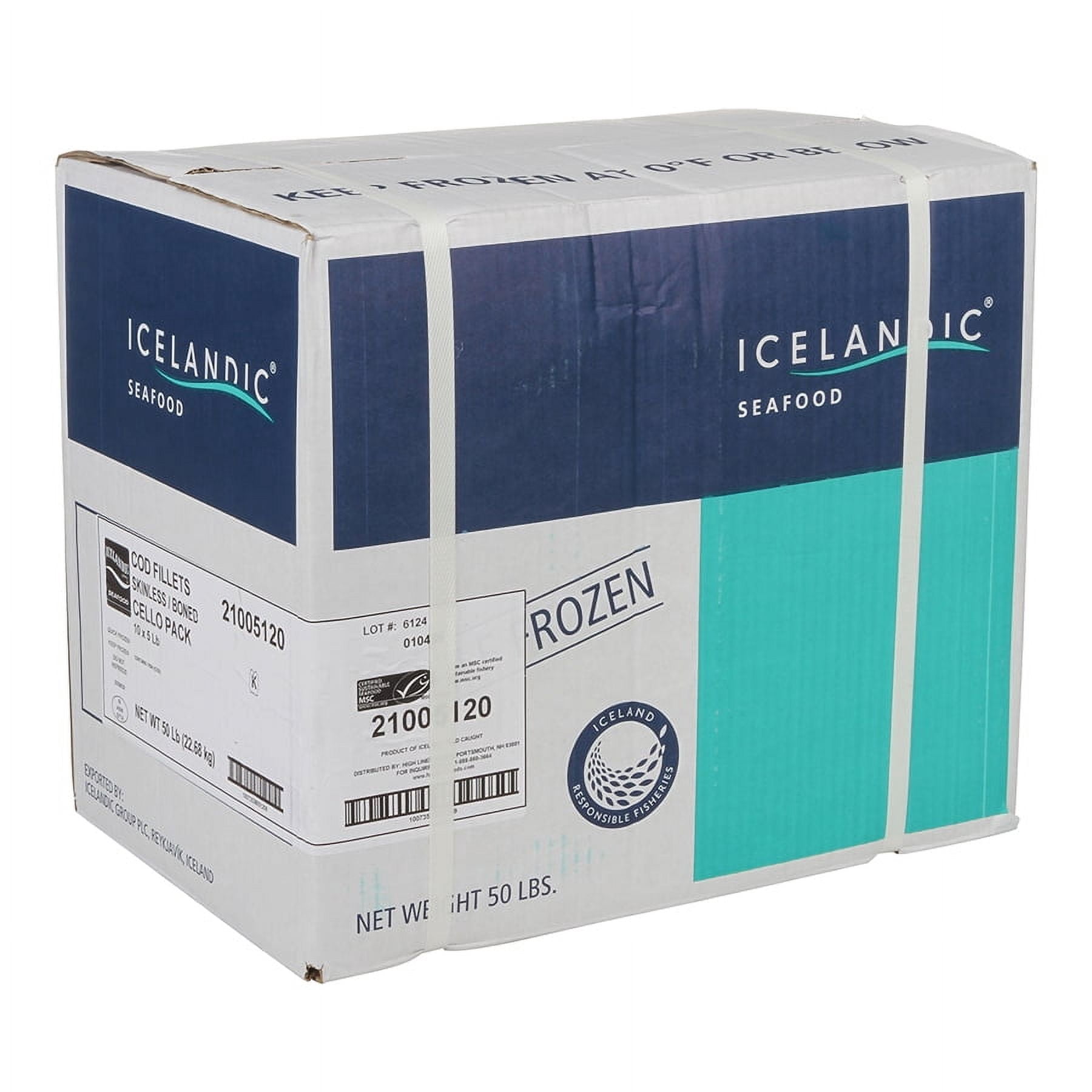 Skinless Cello Cod Fillet, 5 Pound - 10 per case.