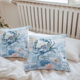 thumbnail image 7 of Waterproof Throw Pillow Covers Set of 2, 26x26 Inch Coastal Blue Crab Decorative Pillowcases Outdoor Pillow Slip Cushion Covers Set for Couch Tent Ocean Nautical Starfish Coral Wooden, 7 of 7