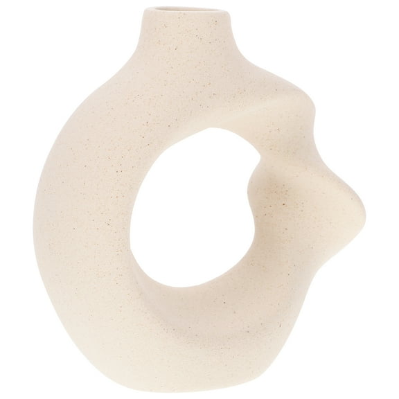 White Ceramic Vase Home Decor Boho Rustic Artistic Dried Flower Holder Flowerpot Household Ceramics