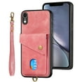 thumbnail image 4 of Nalacover for iPhone XR, Slim Case Wallet with Credit Card Holder, Back Flip Premium Leather Magnetic Clasp Kickstand Wirst Hand Strap Shockproof Cover For iPhone XR, Pink, 4 of 7