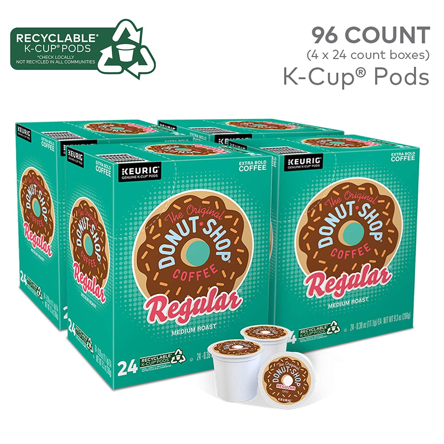 The Original Donut Shop Regular, Single-Serve Keurig K-Cup Pods, Medium Roast Coffee, 96 Count