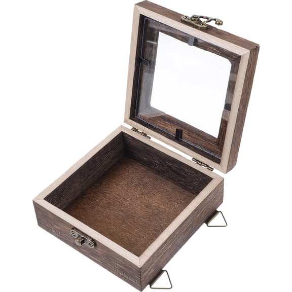 Topbathy Specimen Display Box Coffee Wood Frame Shadow Display for Home Decoration