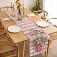 thumbnail image 3 of Valentine's Day Table Runner - 48 Inch Long, Kitchen Dining Table Runner Dresser Scarves, Roses Flowers Pink Stripes Country Beige Farmhouse Decor for Coffee Tables Wedding Party Banquet, 3 of 8