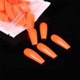 thumbnail image 1 of 100pcs Solid Color Plastic Shiny High-Hard Holiday Nails Simple Pointed Fake Nail Extension Press on Nails Manicure (orange), 1 of 1