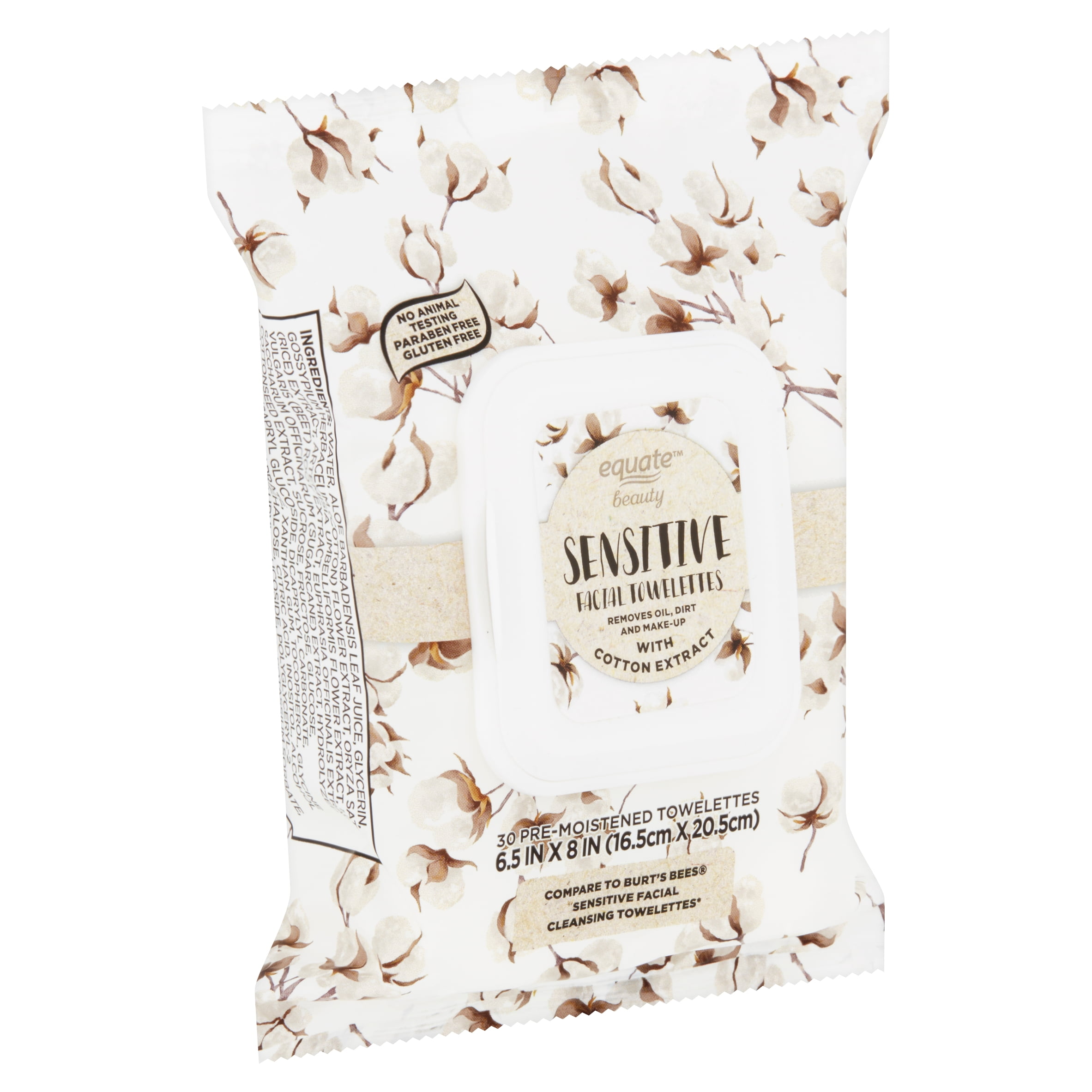 Equate Beauty Sensitive Facial Towelettes, 30 count