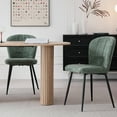 thumbnail image 7 of Dining Chairs Set of 2, Upholstered Chenille Fabric Kitchen Chairs With Metal Legs, Wingback Elegant Tufted Accent Vanity Chair For Dinner, Bedroom, Living Room, Apartment, Green, 7 of 7