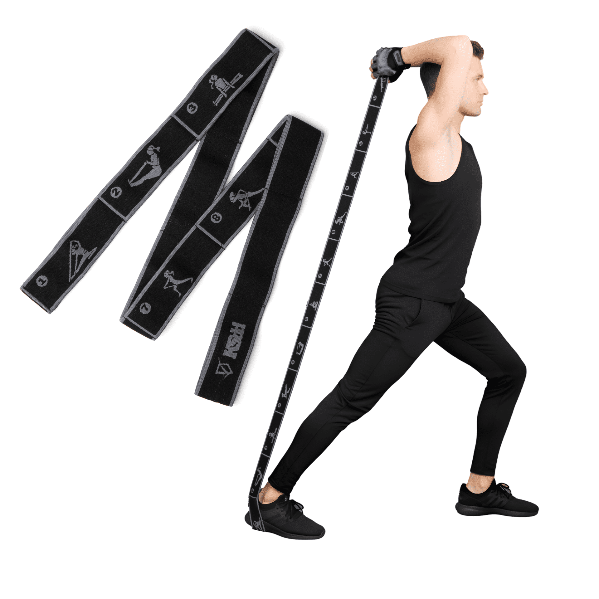 KSdd Fabric Resistance Band with 11 Loops – Elastic Yoga Stretch Band for Flexibility, Mobility, Physical Therapy & Pilates – Non-Slip Stretch Strap for Full Body Workout