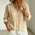 thumbnail image 5 of YgkuHd Womens Cardigans Lightweight 100% Cotton V-Neck Long Sleeve Breathable Comfort Relaxed Top,Beige_XL, 5 of 5