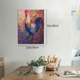 thumbnail image 2 of Kdxio Rooster Oil Painting Pattern Canvas Wall Art 12x16 Inches - Waterproof HD Print Solid Wood Frame for Living Room & Bathroom,Vertical, 2 of 8