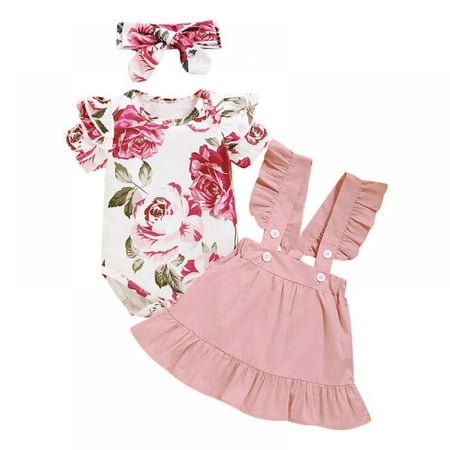 

Newborn Baby Girl Clothes Toddler Long Sleeve Ruffle Romper Top Infant Skirt Set Little Girl Overall Dress