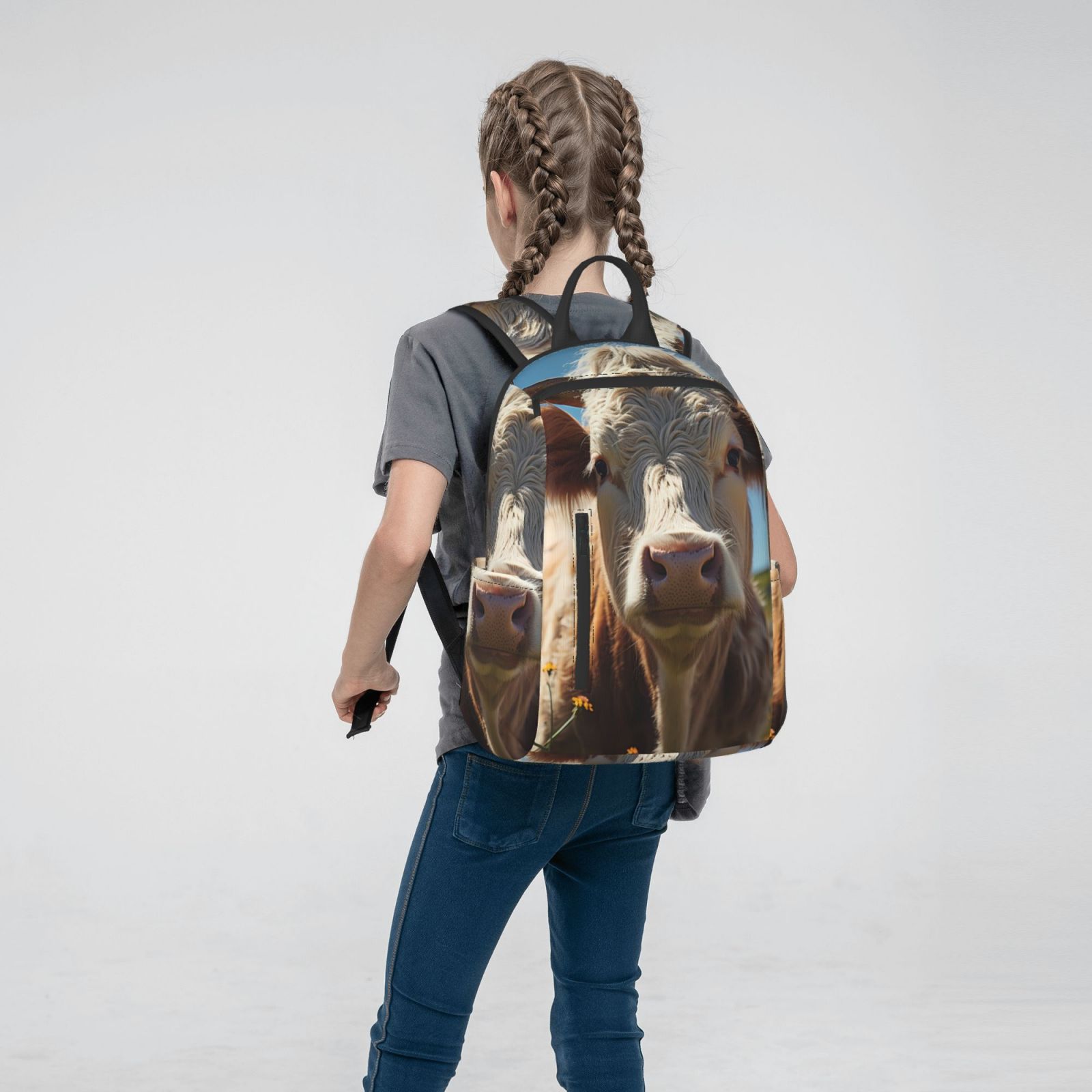 Xecao Prairie Flower Cow print Backpack For women men Aesthetic Lightweight Travel Daypack Simple Cute Backpack For Bookbag