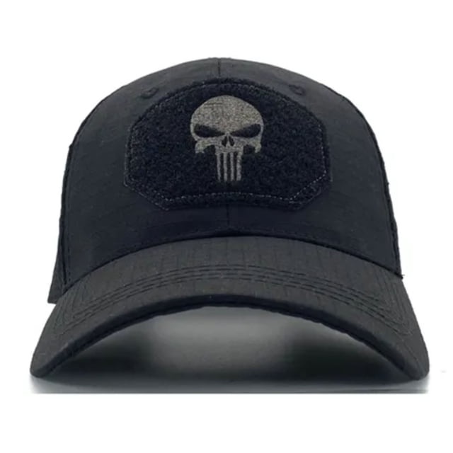 Gorra de calavera ajustable Nikou negra con bordado de calavera