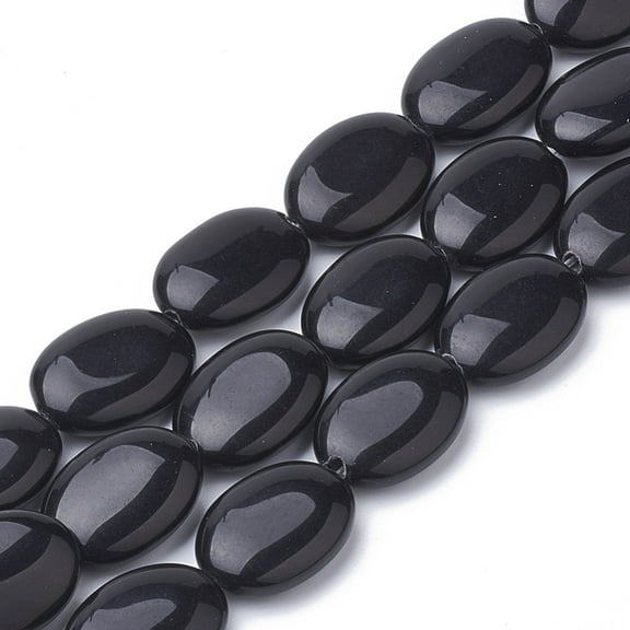1Strand Natural Black Stone Beads Strands Oval 18~18.5x13x6mm Hole: 1mm about 22pcs/strand 15.7 inch