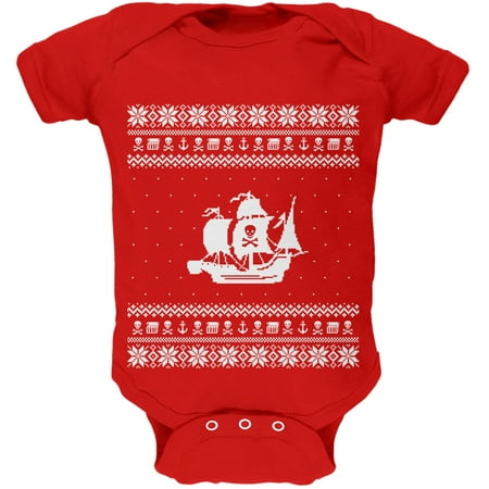 

Old Glory Pirate Ship Ugly Christmas Sweater Short Sleeve Baby One Piece