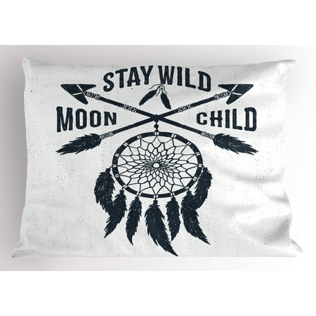 Stay Wild Moon Child Pillow Sham Inspirational Quote With Tribal