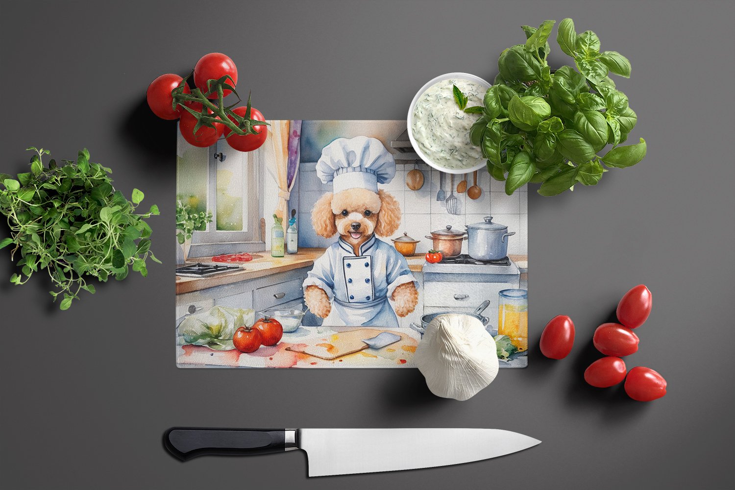 Poodle The Chef Glass Cutting Board 12 in x 15 in
