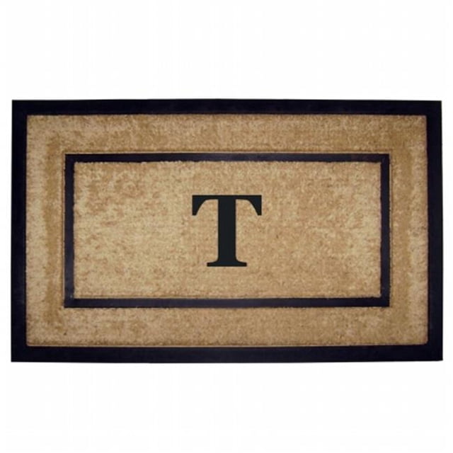 Nedia Home 18099T 22 x 36 in. Coir & Rubber Frame Mat Monogrammed T