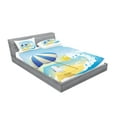 thumbnail image 2 of Ambesonne Cartoon Fitted Sheet & Pillow Sham Set, Seagull at Beach, Full, Multicolor, 2 of 2