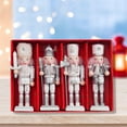 thumbnail image 6 of FVDPWYE Set of 4 Wooden Christmas Nutcracker Handcrafted Sturdy for Table Display Lightweight Xmas Gift Collection Desktop Decoration Silver 12cm, 6 of 7