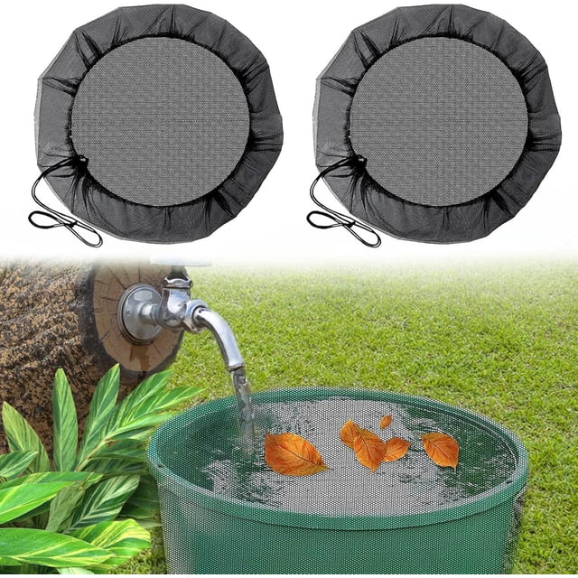 2 Pcs Filet de Baril de Pluie, Housse de Baril de Pluie avec Cordon, Housse de Baril de Pluie Ronde, Protection contre les Moustiques et les Feuilles ( 80 cm)