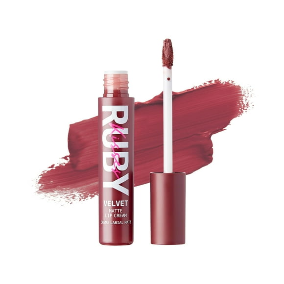 Ruby Kisses Velvet Lip Cream Matte Finish Lipstick Rich Color Long Lasting Lip Stain Lightweight Nourishing Hydration High Pigment Lip Tint (Cinder Rose)
