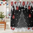 thumbnail image 6 of Christmas Tree Sequoia Leaf Shower Curtain for Bathroom, Winter Snowflake Ball Black Back Waterproof Shower Curtains Washable Quick Dry with Hooks Bathtub Curtains 72x72IN, 6 of 9