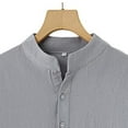 thumbnail image 3 of Ceisia Men's Shirt | Loose Stand Collar Short Sleeve Cotton-Linen Shirt | Breathable Textured Wrinkle (Multiple Solid Colors) Gift, 3 of 6
