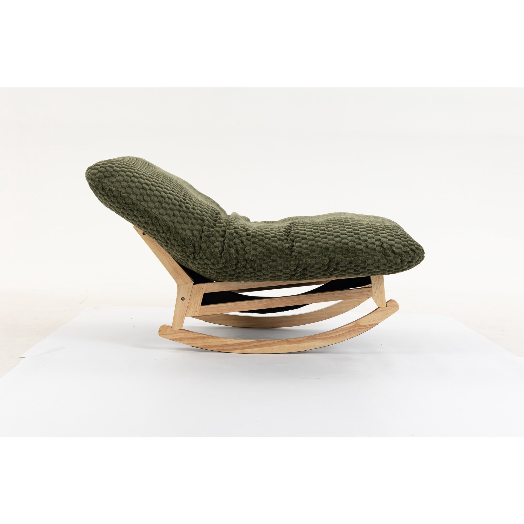 GDF Studio Alaric Corduroy Bean Bag Rocking Chair with Solid Wood Frame, Lazy Sofa for Living Room, Bedroom, Green