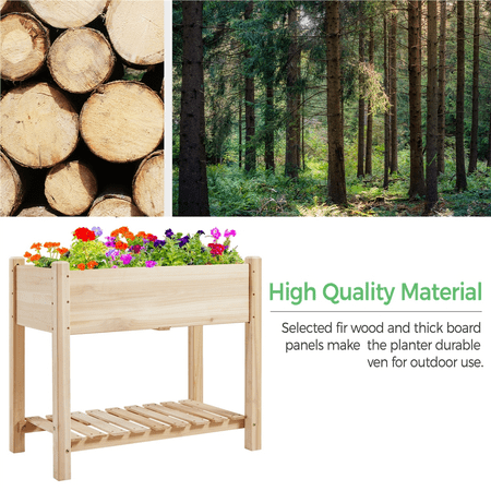 SmileMart 2-Tier Wooden Raised Garden Bed Planter for Flowers and Vegetables